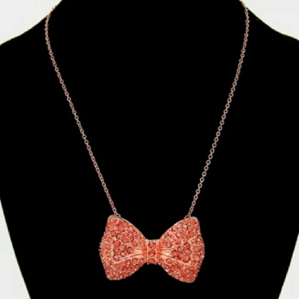 Pink "Bling" Bow Necklace